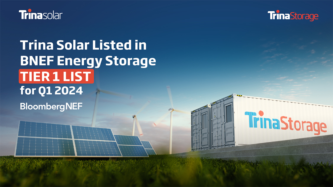 ترينا ستوريج تنضم إلى قائمة المستوى الأول لتخزين الطاقة خلال الربع الأول لعام 2024 من مؤسسة بلومبيرغ إن إي إف